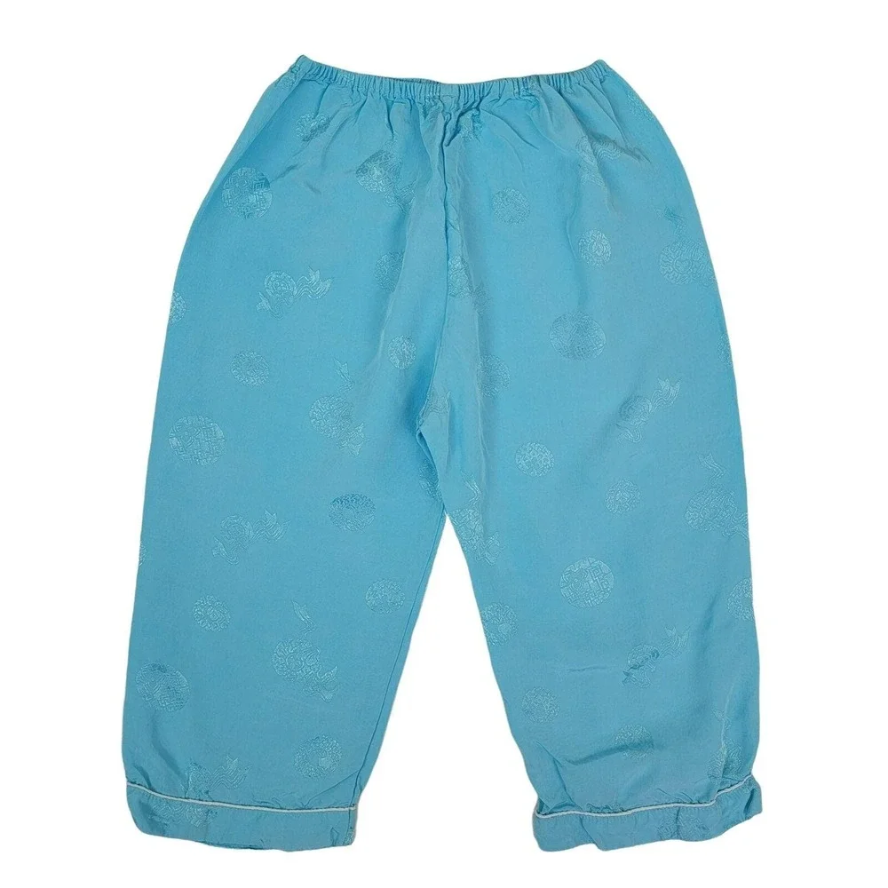 VTG 80s Chinese New Year Outfit Girls 18M Tang Suit Frog Button Pants Set Blue